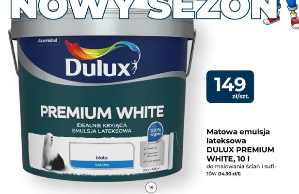 Matowa emulsja lateksowa Dulux Premium White promocja w PSB Mrówka