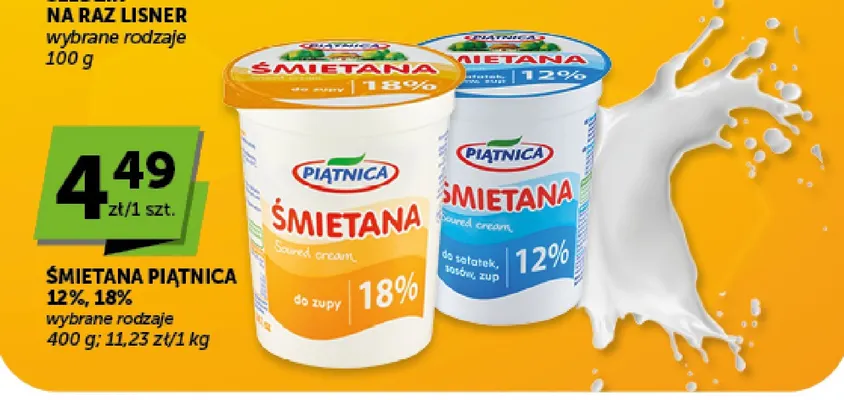 Śmietana Piątnica 12% promocja w Euro Sklep