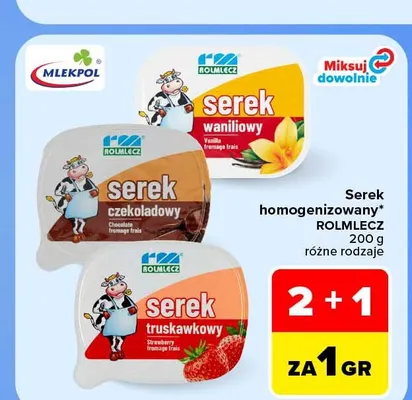 Serek homogenizowany truskawkowy Rolmlecz promocja w Carrefour Market