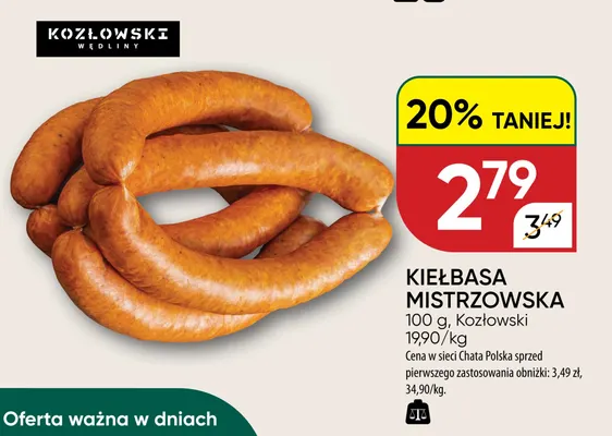 Kiełbasa mistrzowska Kozłowski promocja w Chata Polska