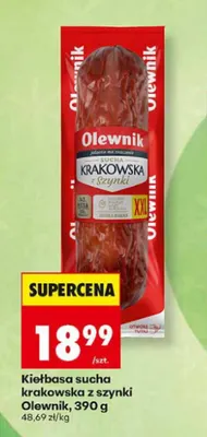 Kiełbasa sucha krakowska z szynki Olewnik promocja w Biedronka