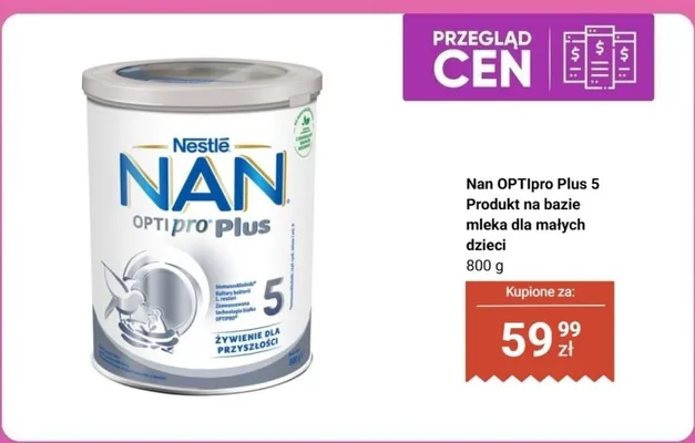 Produkt na bazie mleka dla małych dzieci Nan Optipro Plus 5  promocja w Biedronka