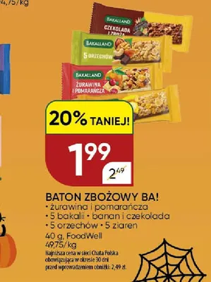 Baton zbożowy BA! żurawina i pomarańcza promocja w Chata Polska
