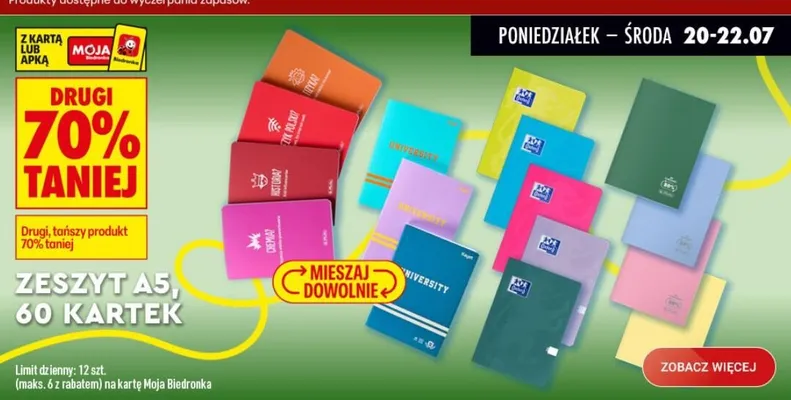 Zeszyt a5 60 kartek język polski promocja w Biedronka