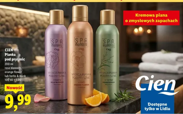 Pianka pod prysznic rose blossom, orange flower lub herbs & musk promocja w Lidl