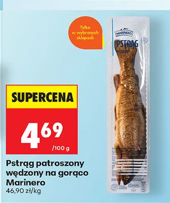 Pstrąg patroszony wędzony na gorąco Marinero promocja w Biedronka