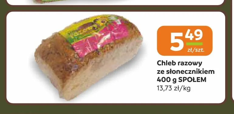 Chleb razowy ze słonecznikiem Społem promocja w Społem Częstochowa