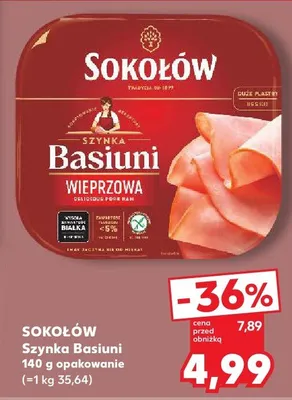 Szynka Basiuni wieprzowa Sokołów duże plastry promocja w Kaufland