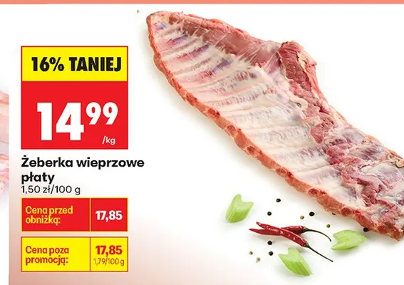 Żeberka wieprzowe płaty promocja w Biedronka