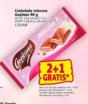 Czekolada mleczna Goplana promocja w Prim Market