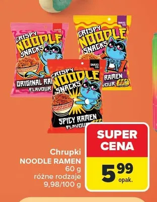 Chrupki Noodle Ramen Crispy Noodle Snacks Spicy promocja w Carrefour