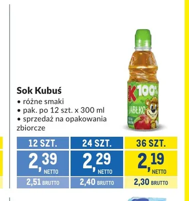 Sok Kubuś promocja w Makro