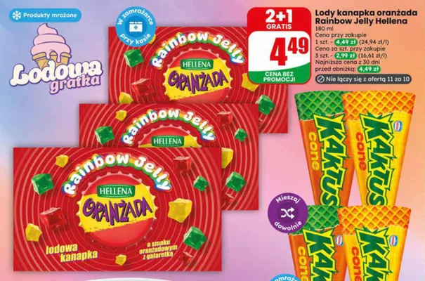 Lody kanapka oranżada Rainbow Jelly Hellena promocja w Dino