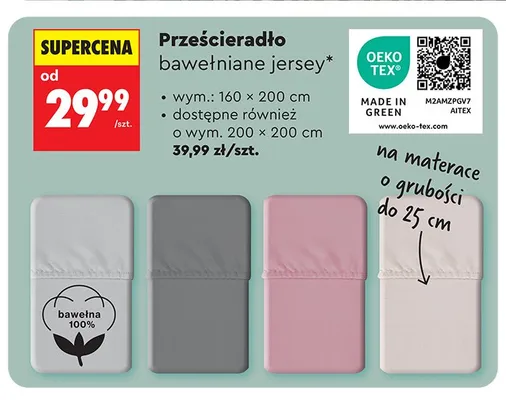 Prześcieradło bawełniane jersey SMUKEE 160x200cm promocja w Biedronka
