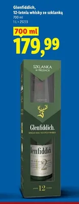 Whisky Glenfiddich 12-letnia ze szklanką promocja w Lidl