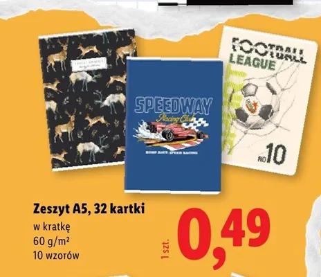 Zeszyt A5 32 kartek w kratkę promocja w Lidl