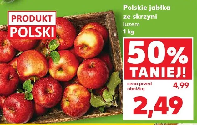 Jabłka polskie ze skrzyni luzem promocja w Kaufland
