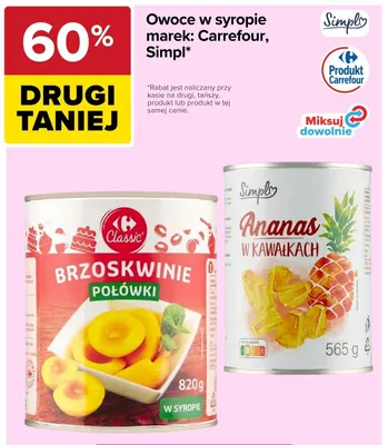 Brzoskwinie połówki w syropie Carrefour Classic promocja w Carrefour
