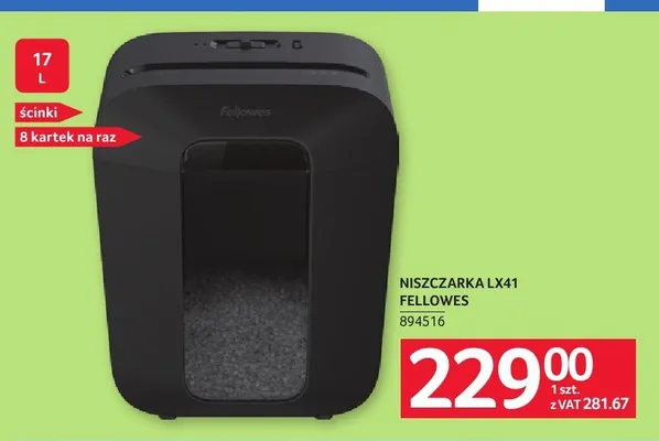 Niszczarka Fellowes LX41 promocja w Selgros