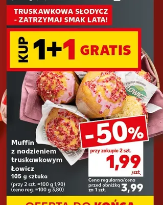 Muffin z nadzieniem truskawkowym Łowicz promocja w Kaufland