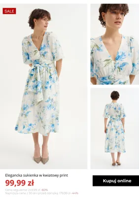 Sukienka elegancka w kwiatowy print Greenpoint promocja w Greenpoint