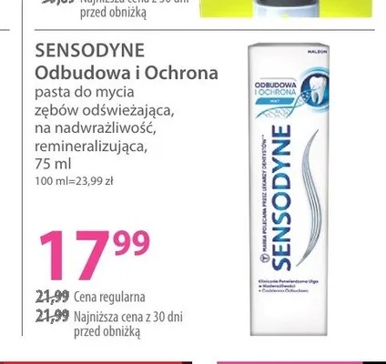 Pasta do zębów Sensodyne Odbudowa i Ochrona promocja w Hebe