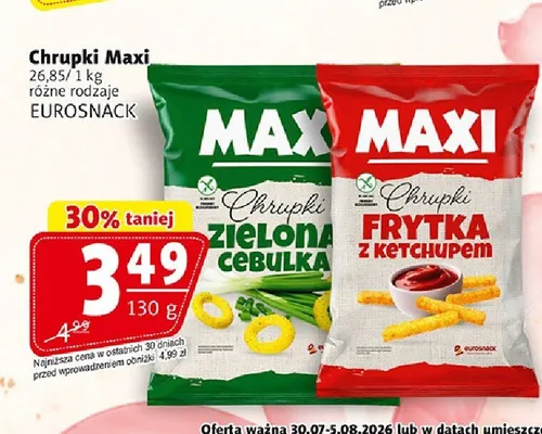 Chrupki kukurydziane Maxi Zielona Cebulka promocja w Prim Market