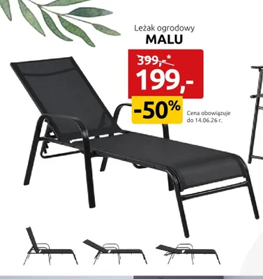 Leżak ogrodowy aluminiowy promocja w Black Red White