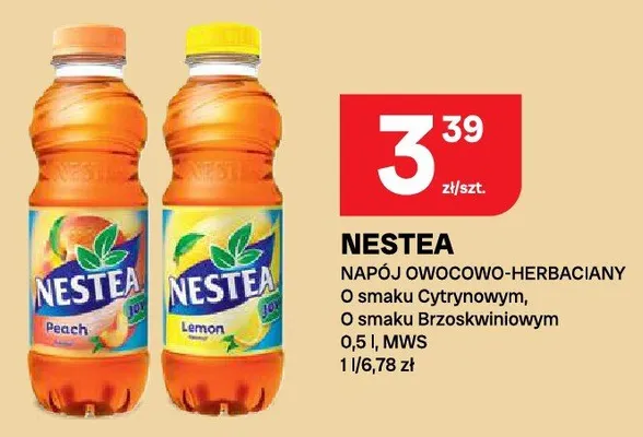 Napój nestea napój owocowo-herbaciany o smaku cytrynowym, o smaku brzoskwiniowym promocja w Chorten