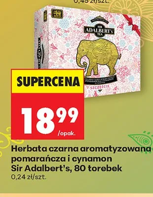 Herbata czarna aromatyzowana pomarańcza i cynamon Sir Adalbert's promocja w Biedronka