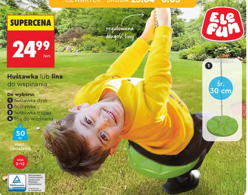 Huśtawka dysk do wspinania promocja w Biedronka