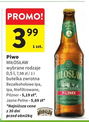 Piwo Bezalkoholowe Ipa, Niefiltrowane, Pilzner promocja w Intermarche