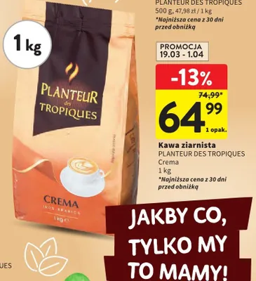 Kawa ziarnista Crema promocja w Intermarche