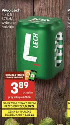 Piwo Lech Premium 4-pak 500 ml promocja w Delikatesy Centrum