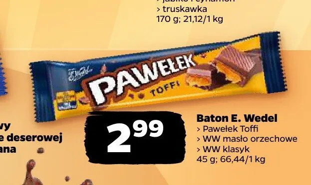 Baton Pawełek Toffi E. Wedel promocja w Netto