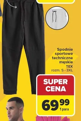 Spodnie sportowe techniczne męskie promocja w Carrefour