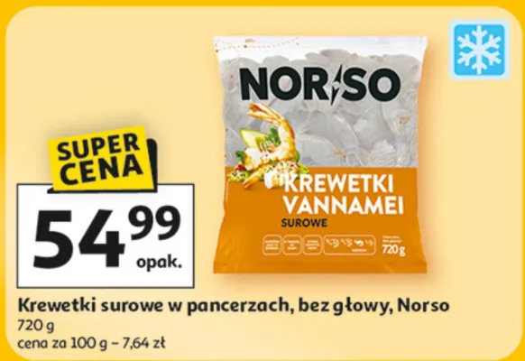 Krewetki surowe w pancerzach, bez głowy promocja w Auchan