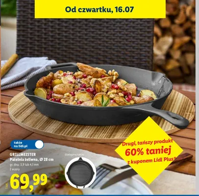Patelnia żeliwna grillowa Grillmeister Ø 28 cm promocja w Lidl