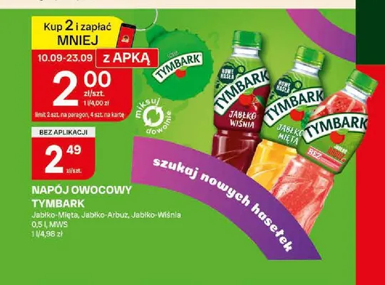 Napój owocowy Jabłko-Mięta Tymbark promocja w Chorten