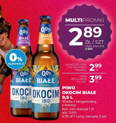 Piwo bezalkoholowe Okocim Białe śliwka z bergamotką promocja w Duży Ben