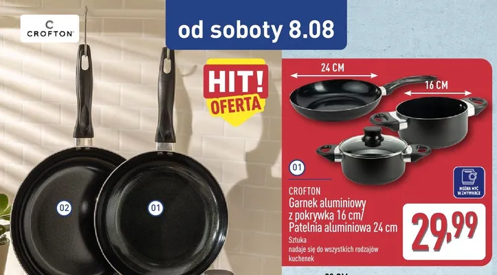 Patelnia aluminiowa Crofton 24 cm promocja w Aldi