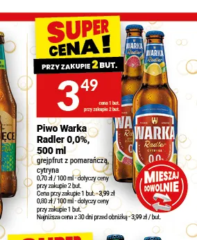 Piwo bezalkoholowe Warka Radler cytryna promocja w Twój Market