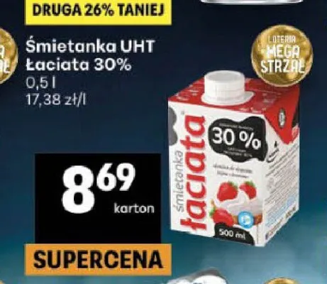 Śmietanka UHT Łaciata 30% promocja w Delikatesy Centrum