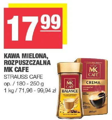 Kawa mielona, rozpuszczalna MK Cafe promocja w SPAR
