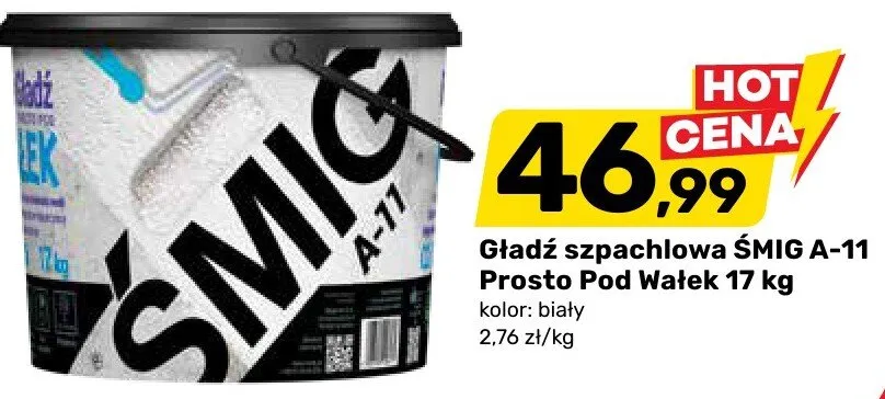 Gładź szpachlowa ŚMIG A-11 Prosto Pod Wałek 17 kg promocja w Bricomarche