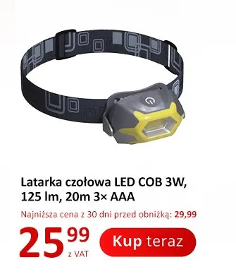 Latarka czołowa LED COB 3W 125lm promocja w Poczta Polska