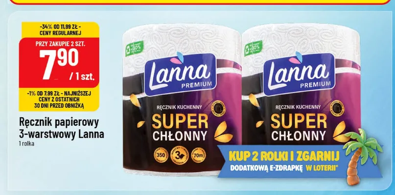 Ręcznik papierowy 3-warstwowy Lanna Premium promocja w POLOmarket