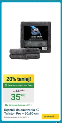 Ręcznik do osuszania K2 Twiston Pro 60x90 cm promocja w ERLI