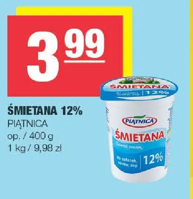 Śmietana 12% Piątnica promocja w SPAR