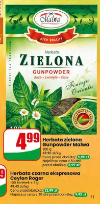 Herbata zielona Gunpowder Malwa promocja w Dino